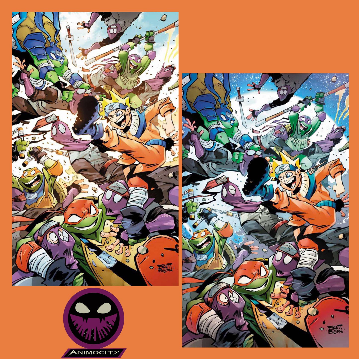 Teenage Mutant Ninja Turtles X Naruto 3 Brett Bean Virgin Variant Set